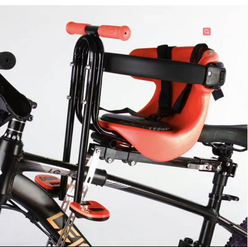 Велокресло детское переднее GH-535 с ограничителем и ремнями красное